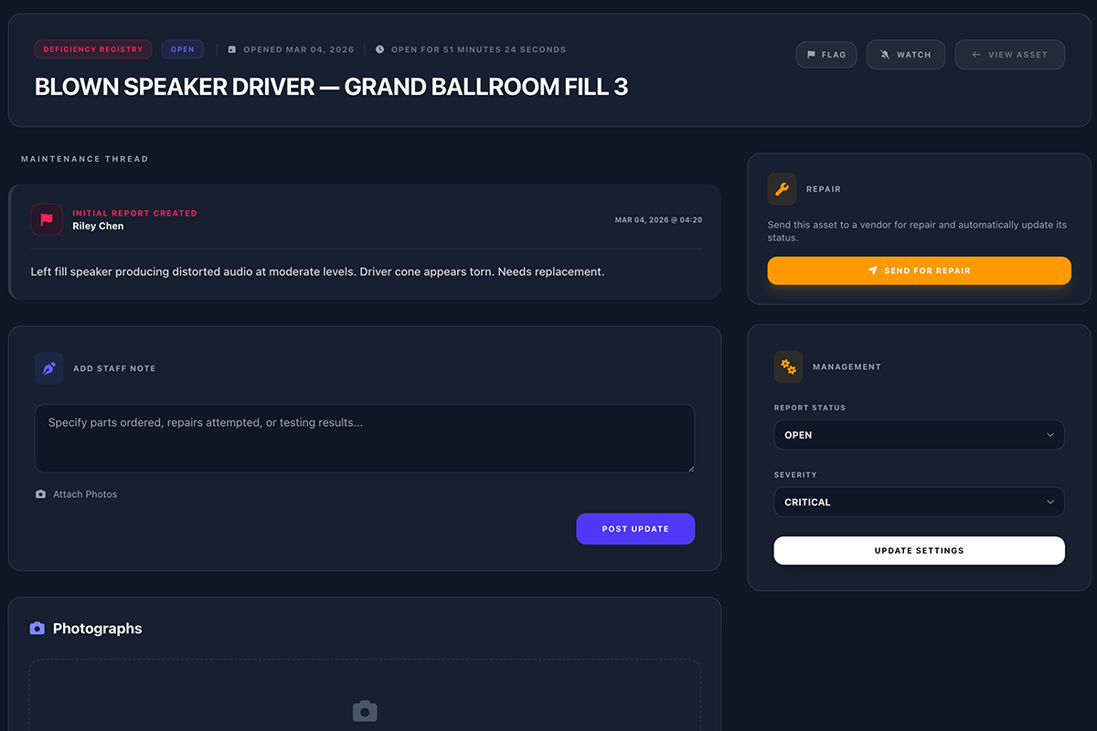 VenueTrack Entertainment Dashboard