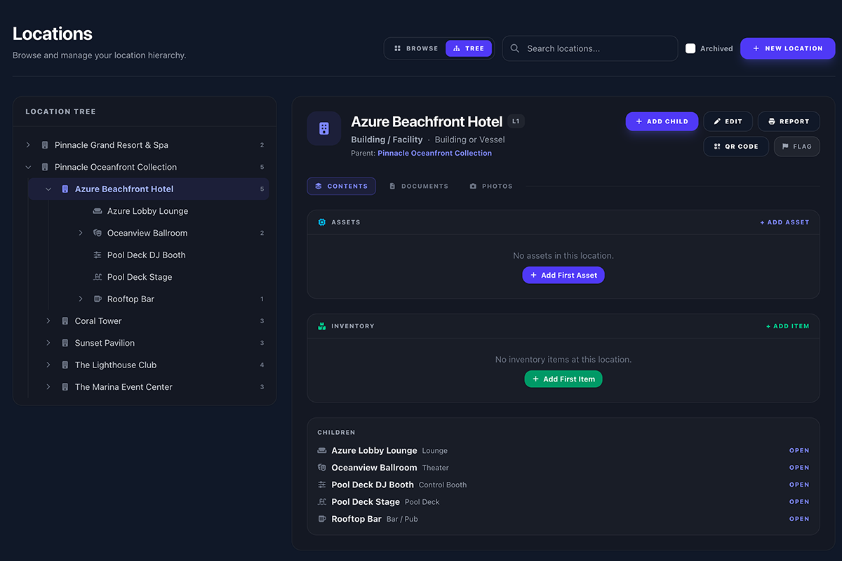 VenueTrack Location Tree