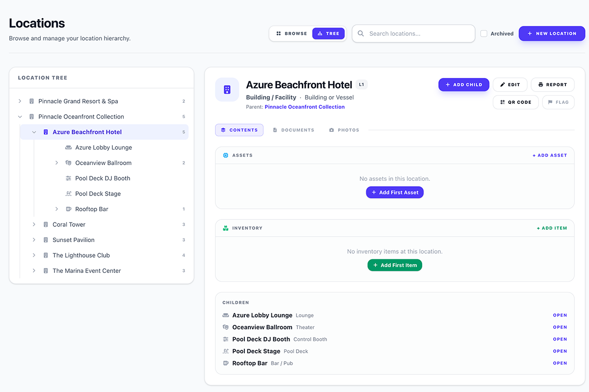 VenueTrack Location Tree