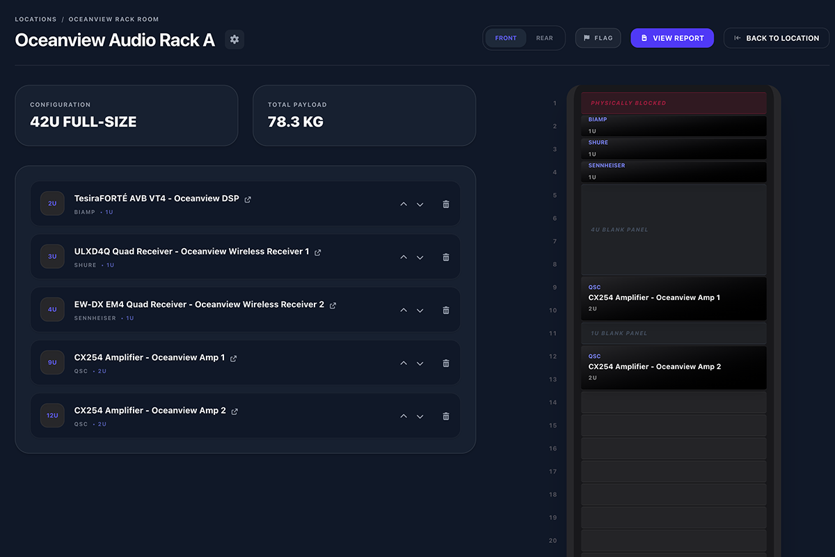 VenueTrack Rack Builder