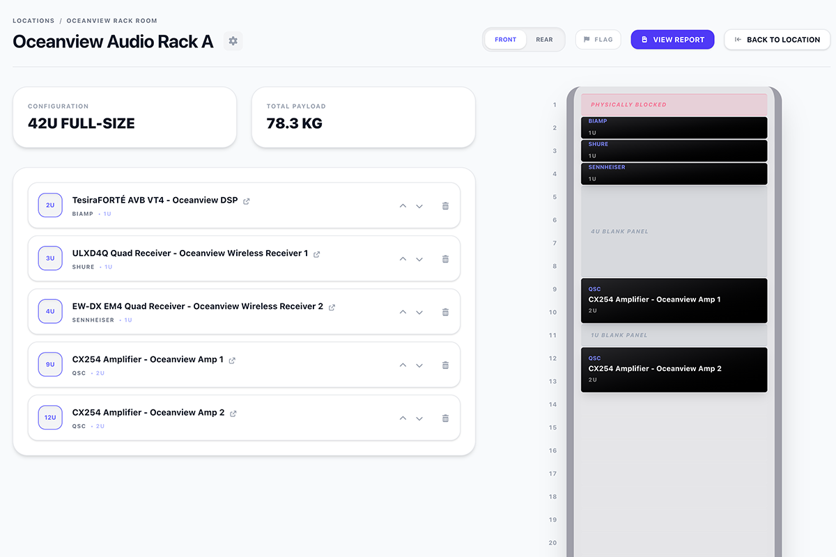 VenueTrack Rack Builder